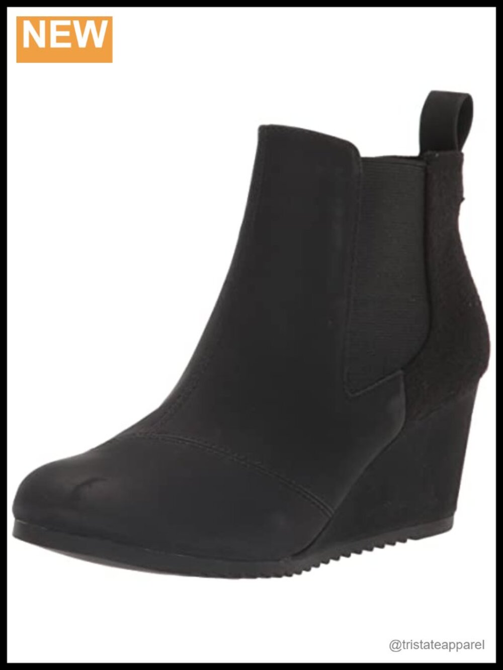 TOMS Bailey Ankle Boots Suede Faux Leather Wedge Memory Foam Women's Booties